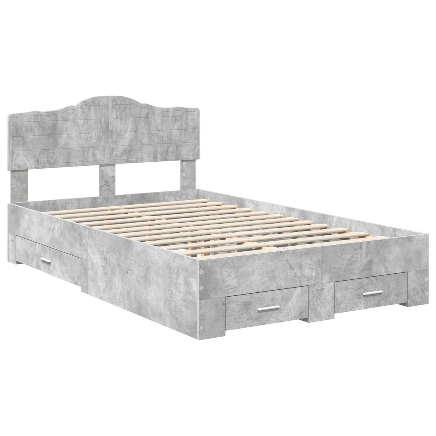 Bettrahmen mit Kopfteil Beton Grau 120 x 200 cm Holzwerkstoff