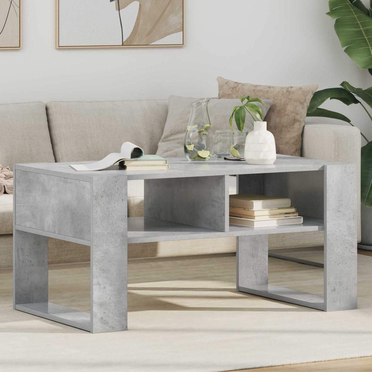 vidaXL Couchtisch Beton Grau 92 x 53 x 45 cm Holzwerkstoff
