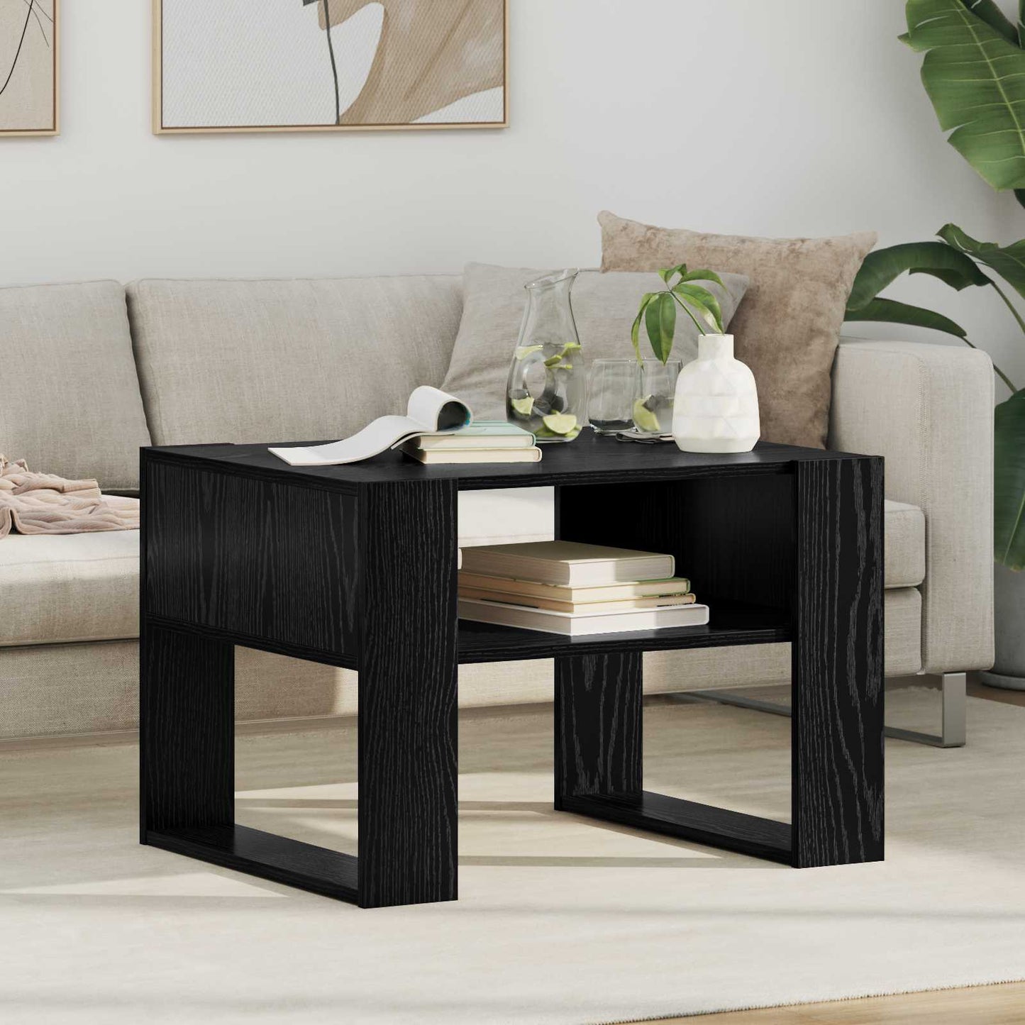 Couchtisch Schwarz Eichen-Optik 66 x 53 x 45 cm Holzwerkstoff