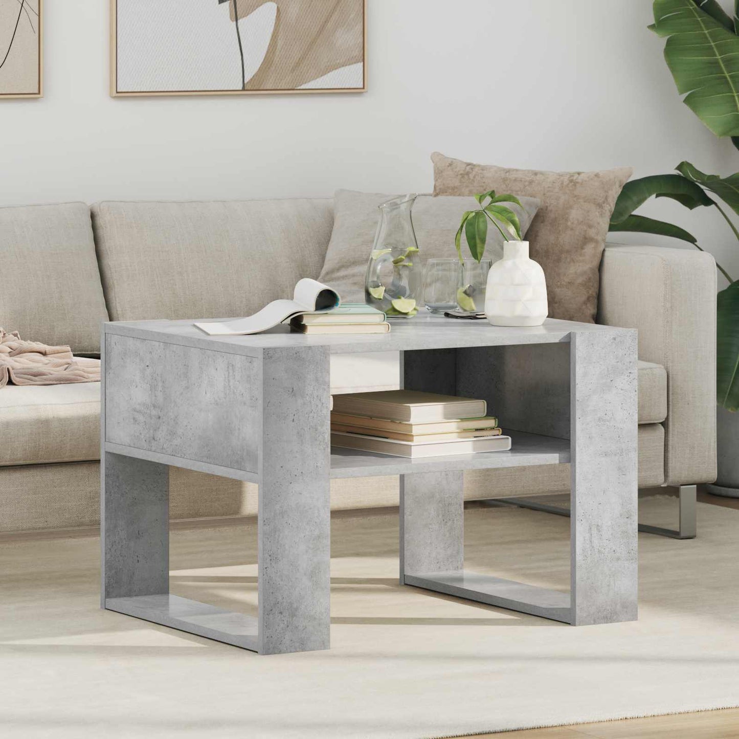 vidaXL Couchtisch Beton Grau 66 x 53 x 45 cm Holzwerkstoff