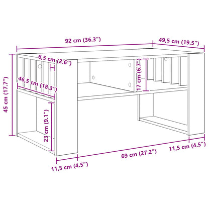 vidaXL Couchtisch Graues Sonoma 92 x 49,5 x 45 cm Holzwerkstoff