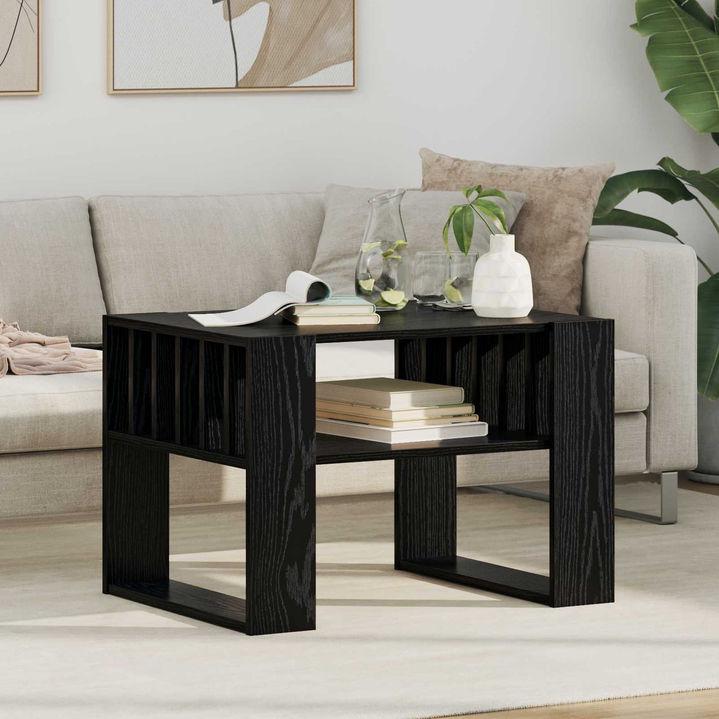 vidaXL Couchtisch Schwarz Eichen-Optik 66 x 49,5 x 45 cm Holzwerkstoff