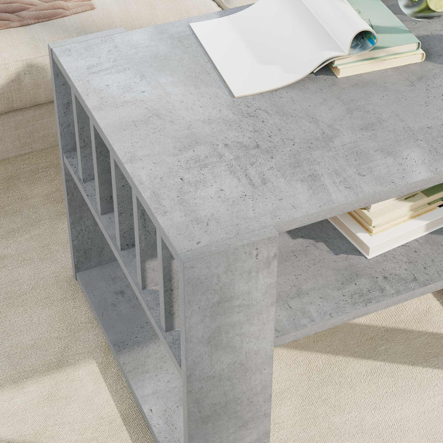 vidaXL Couchtisch Beton Grau 66 x 49,5 x 45 cm Holzwerkstoff