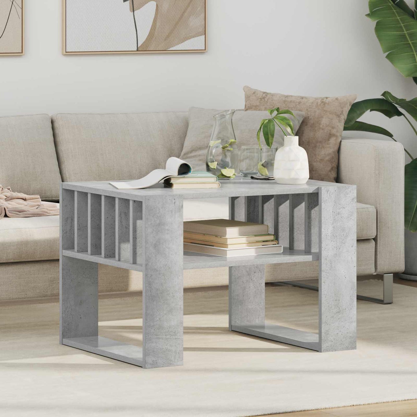 vidaXL Couchtisch Beton Grau 66 x 49,5 x 45 cm Holzwerkstoff