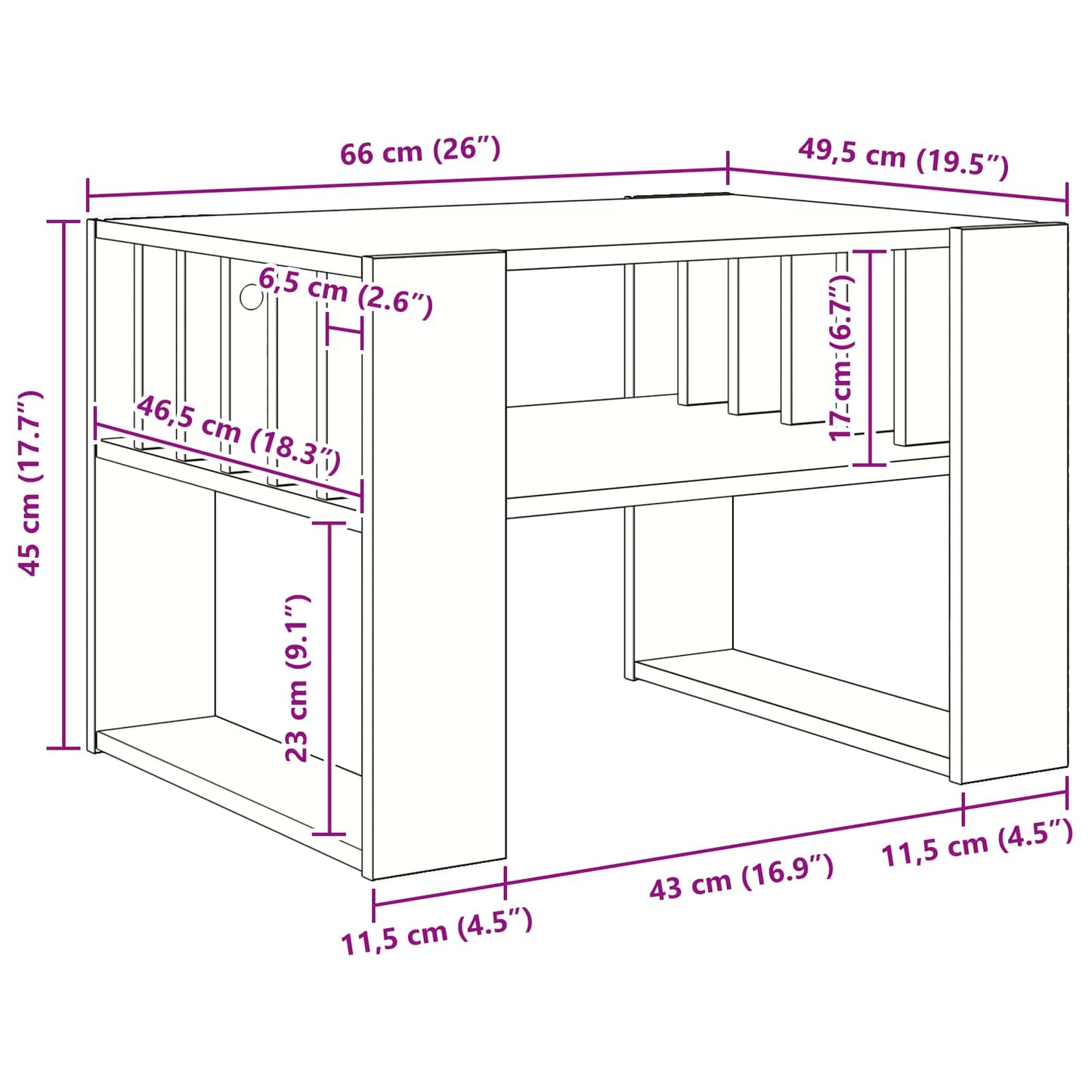 vidaXL Couchtisch Beton Grau 66 x 49,5 x 45 cm Holzwerkstoff