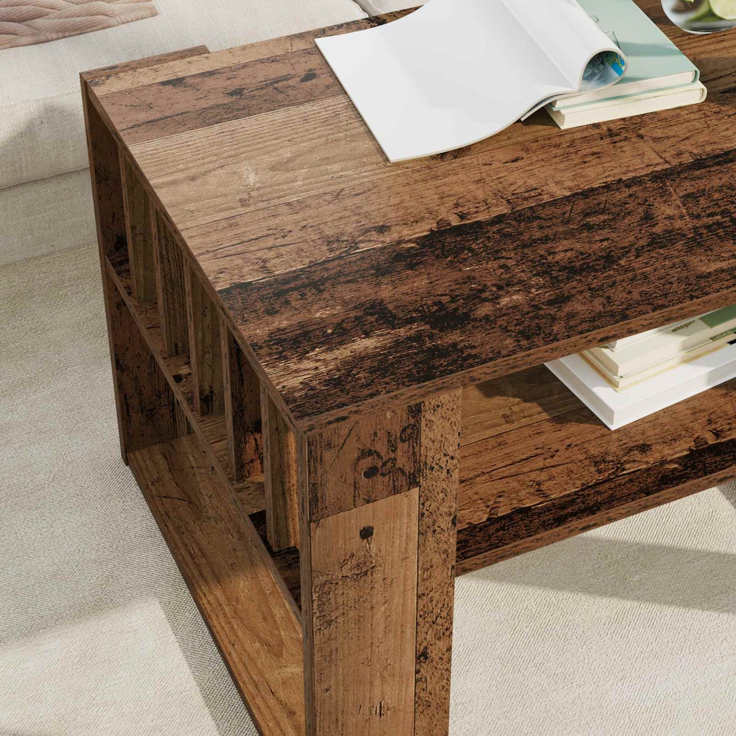 vidaXL Couchtisch Altholz 66 x 49,5 x 45 cm Holzwerkstoff