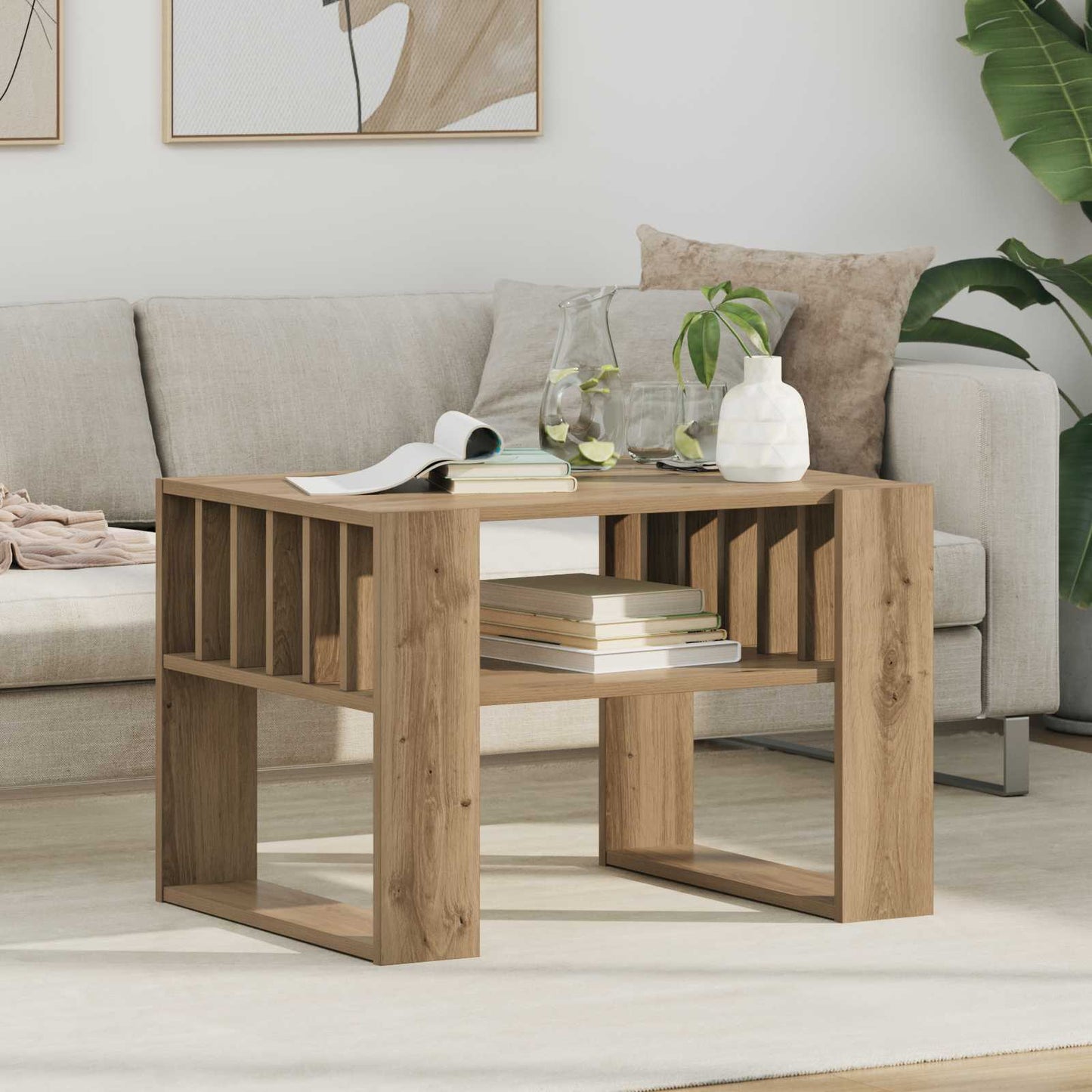 vidaXL Couchtisch Artisan-Eiche 66 x 49,5 x 45 cm Holzwerkstoff