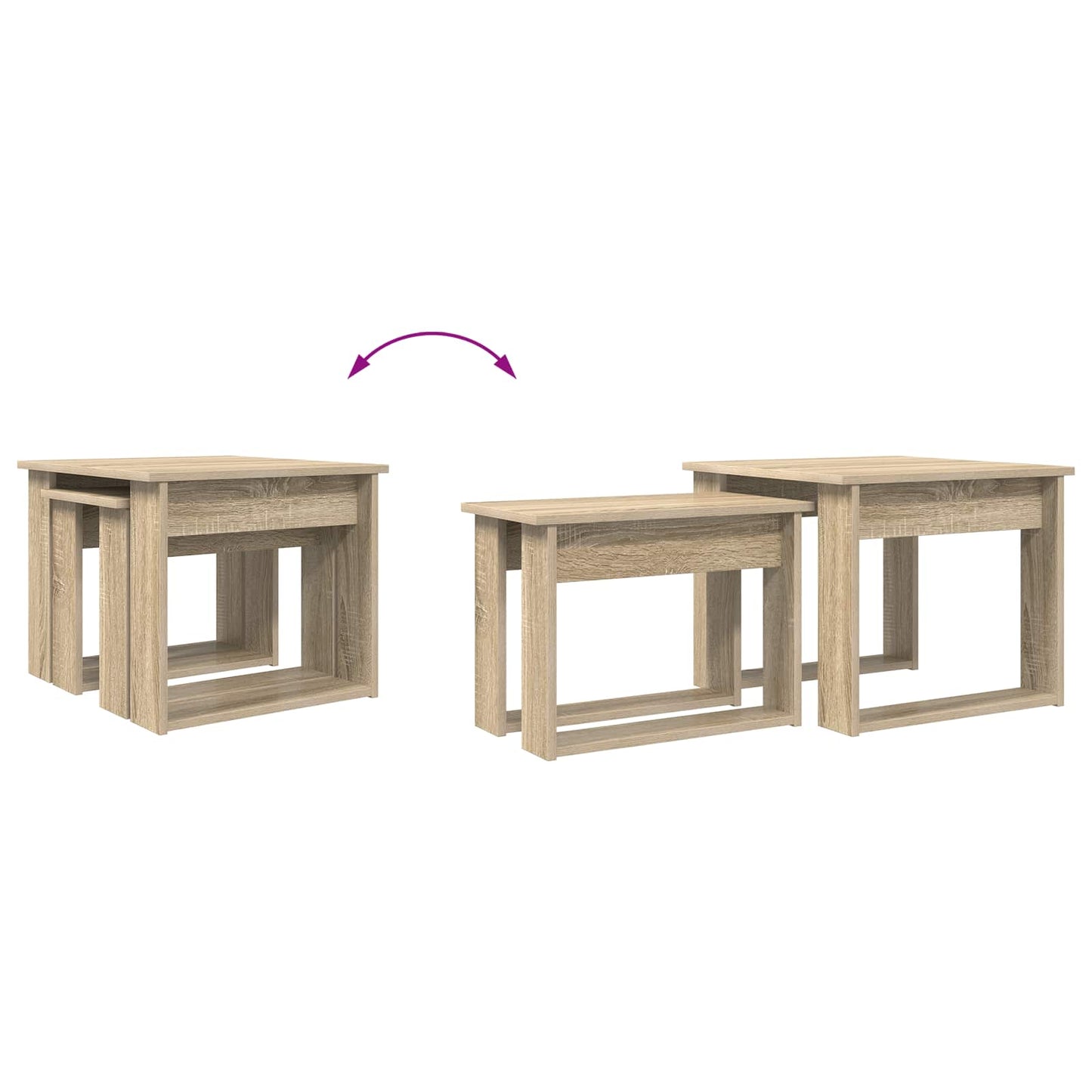 vidaXL Kaffeetisch Set 2 pcs Sonoma-Eiche Holzwerkstoff