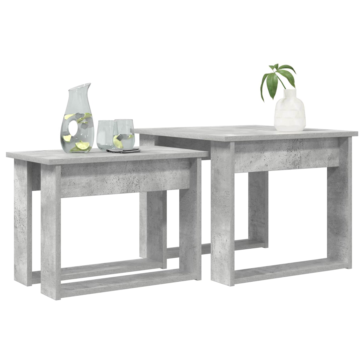 vidaXL Kaffeetisch Set 2 pcs Beton Grau Holzwerkstoff
