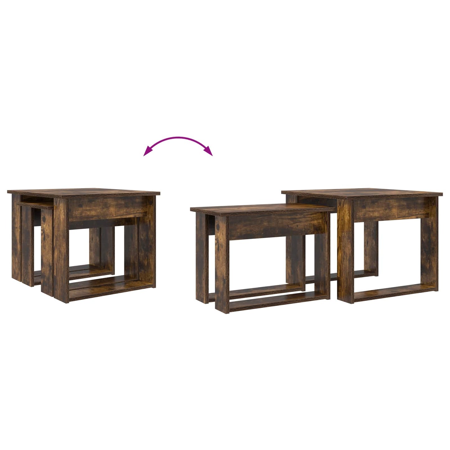 vidaXL Kaffeetisch Set 2 pcs Geräucherte Eiche Holzwerkstoff
