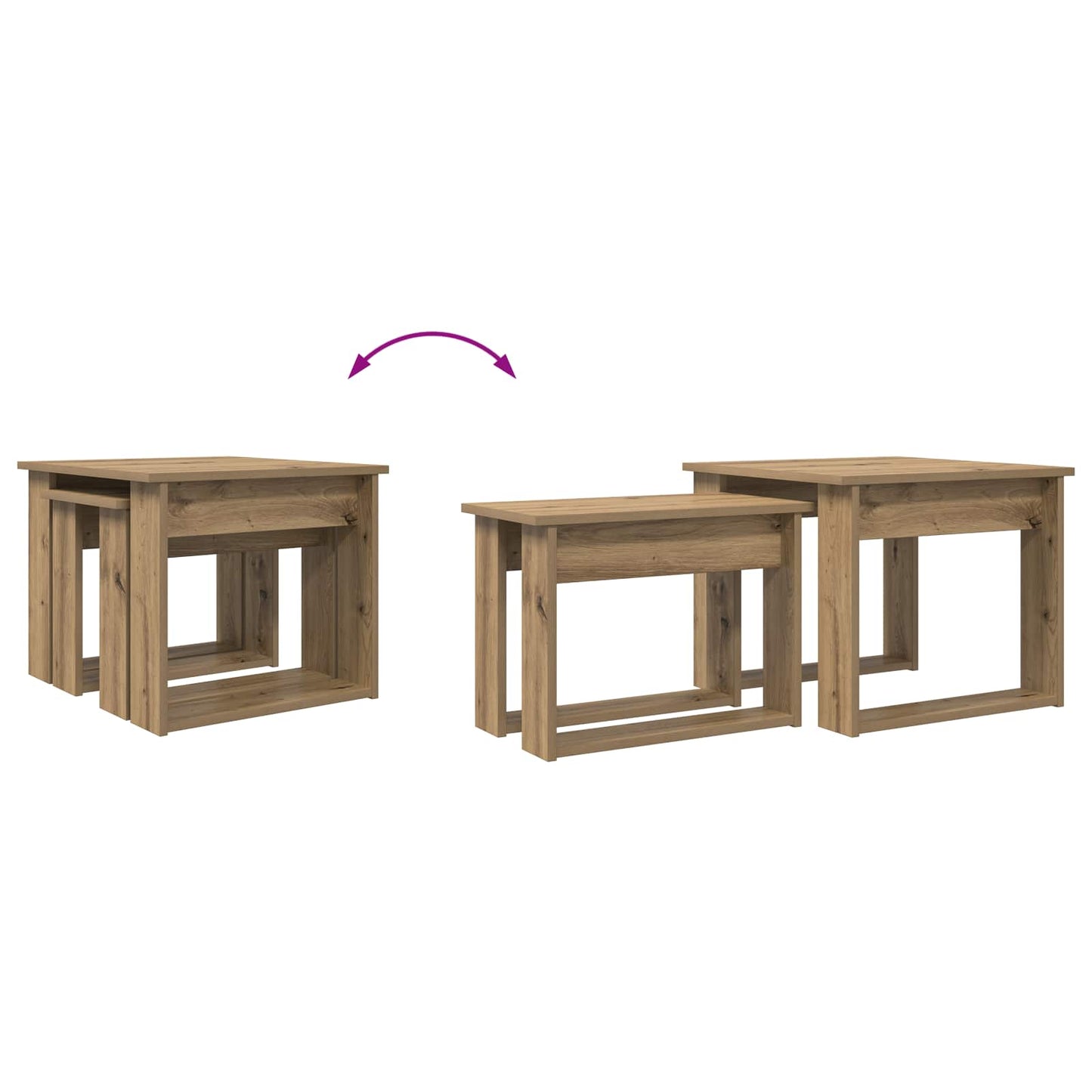 vidaXL Kaffeetisch Set 2 pcs Artisan-Eiche Holzwerkstoff
