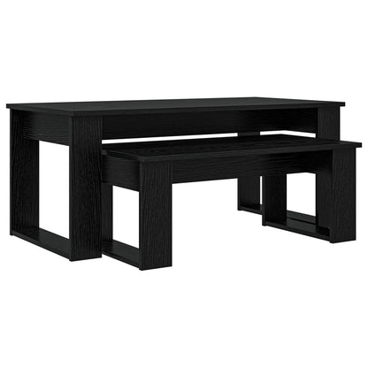 Kaffeetisch Set 2 pcs Schwarz Eichen-Optik Holzwerkstoff