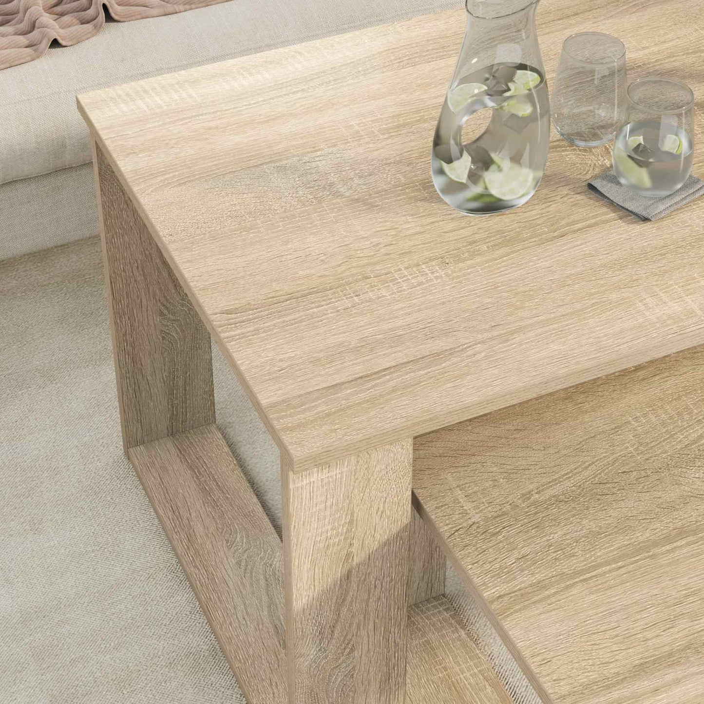 vidaXL Kaffeetisch Set 2 pcs Sonoma-Eiche Holzwerkstoff