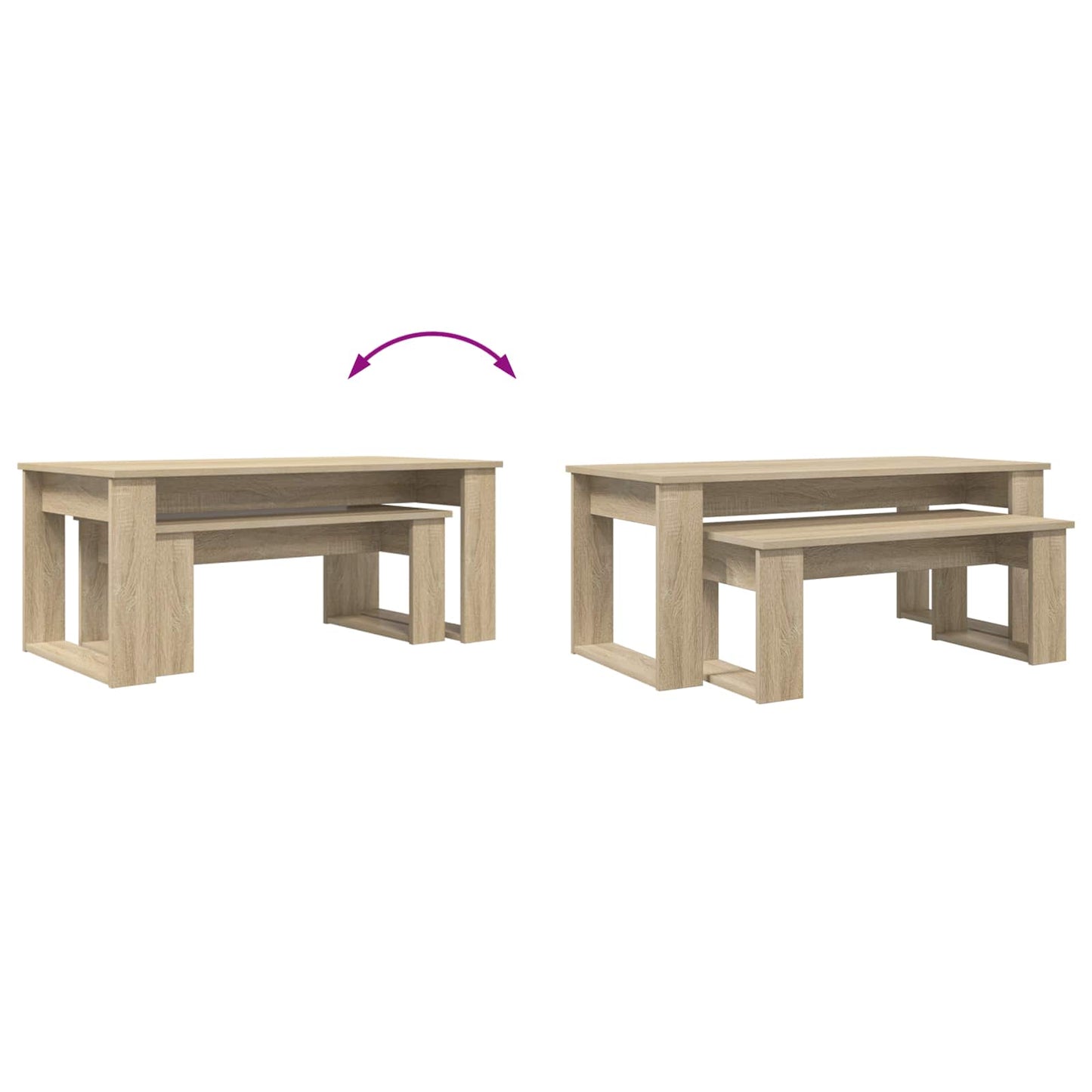 vidaXL Kaffeetisch Set 2 pcs Sonoma-Eiche Holzwerkstoff