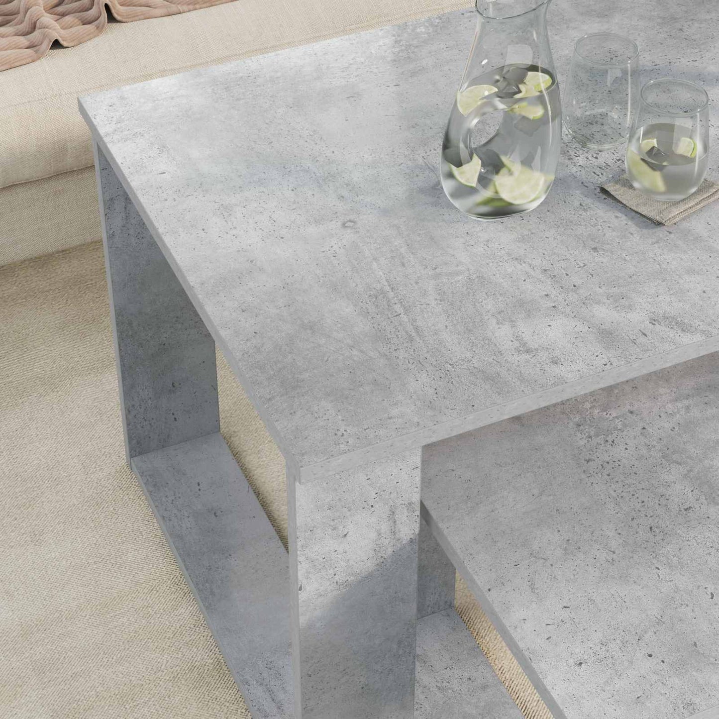 vidaXL Kaffeetisch Set 2 pcs Beton Grau Holzwerkstoff