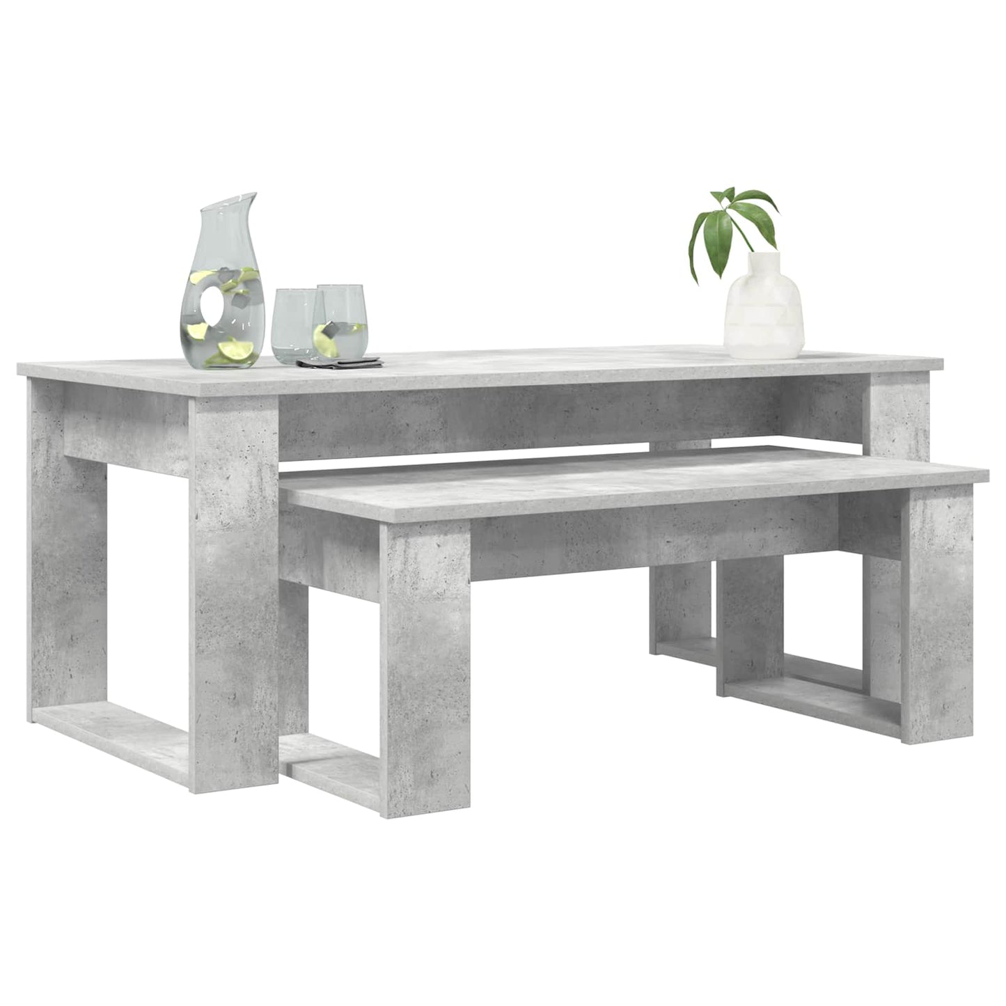 vidaXL Kaffeetisch Set 2 pcs Beton Grau Holzwerkstoff