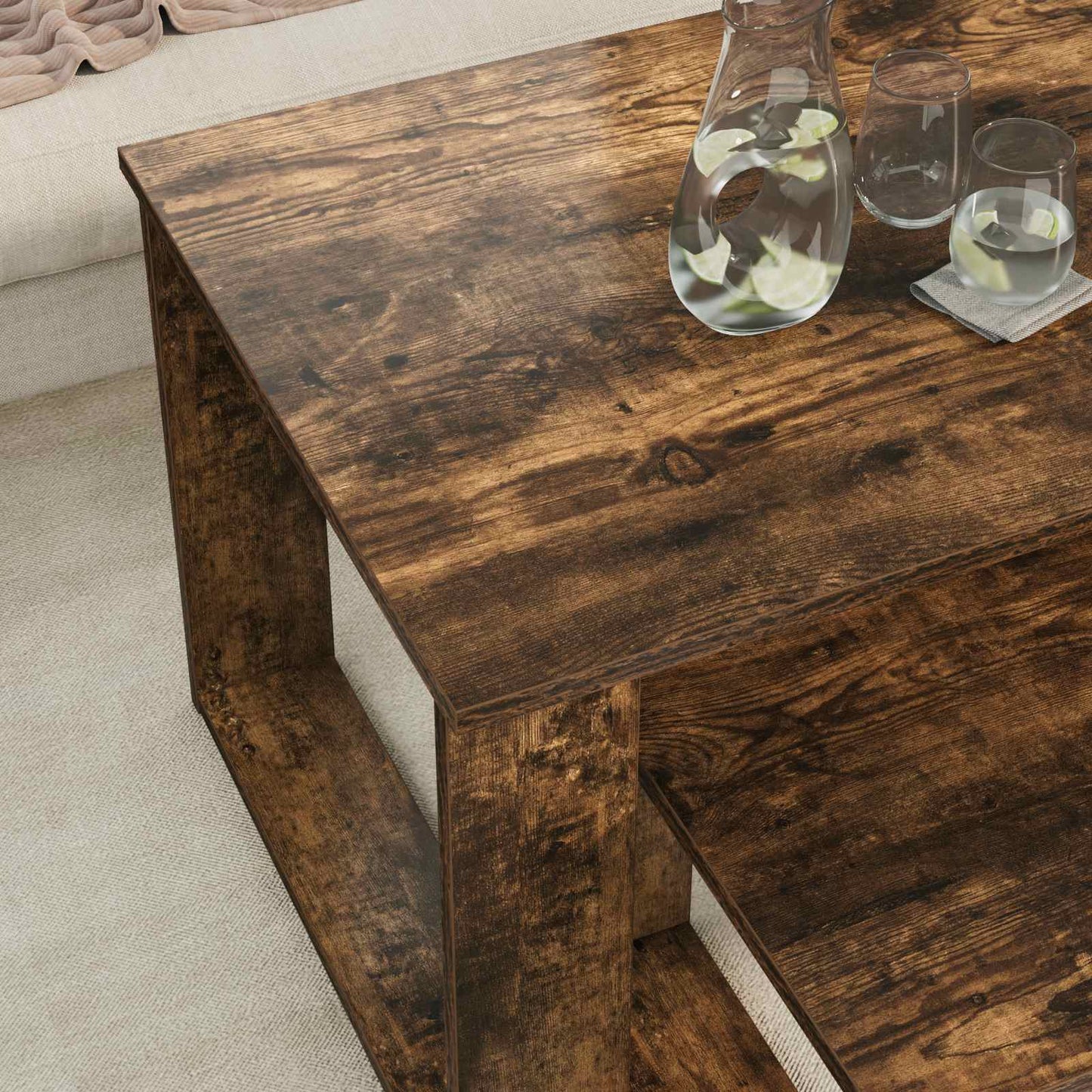 vidaXL Kaffeetisch Set 2 pcs Geräucherte Eiche Holzwerkstoff