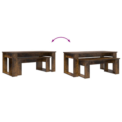 vidaXL Kaffeetisch Set 2 pcs Geräucherte Eiche Holzwerkstoff