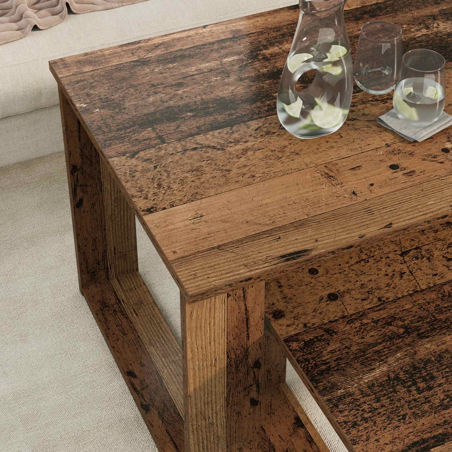 vidaXL Kaffeetisch Set 2 pcs Altholz Holzwerkstoff