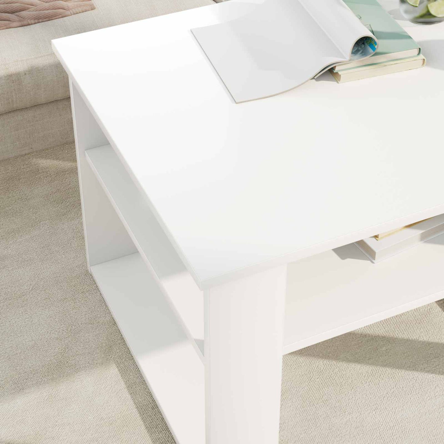 vidaXL Couchtisch mit Speicher Weiß 64 x 54 x 44 cm Holzwerkstoff