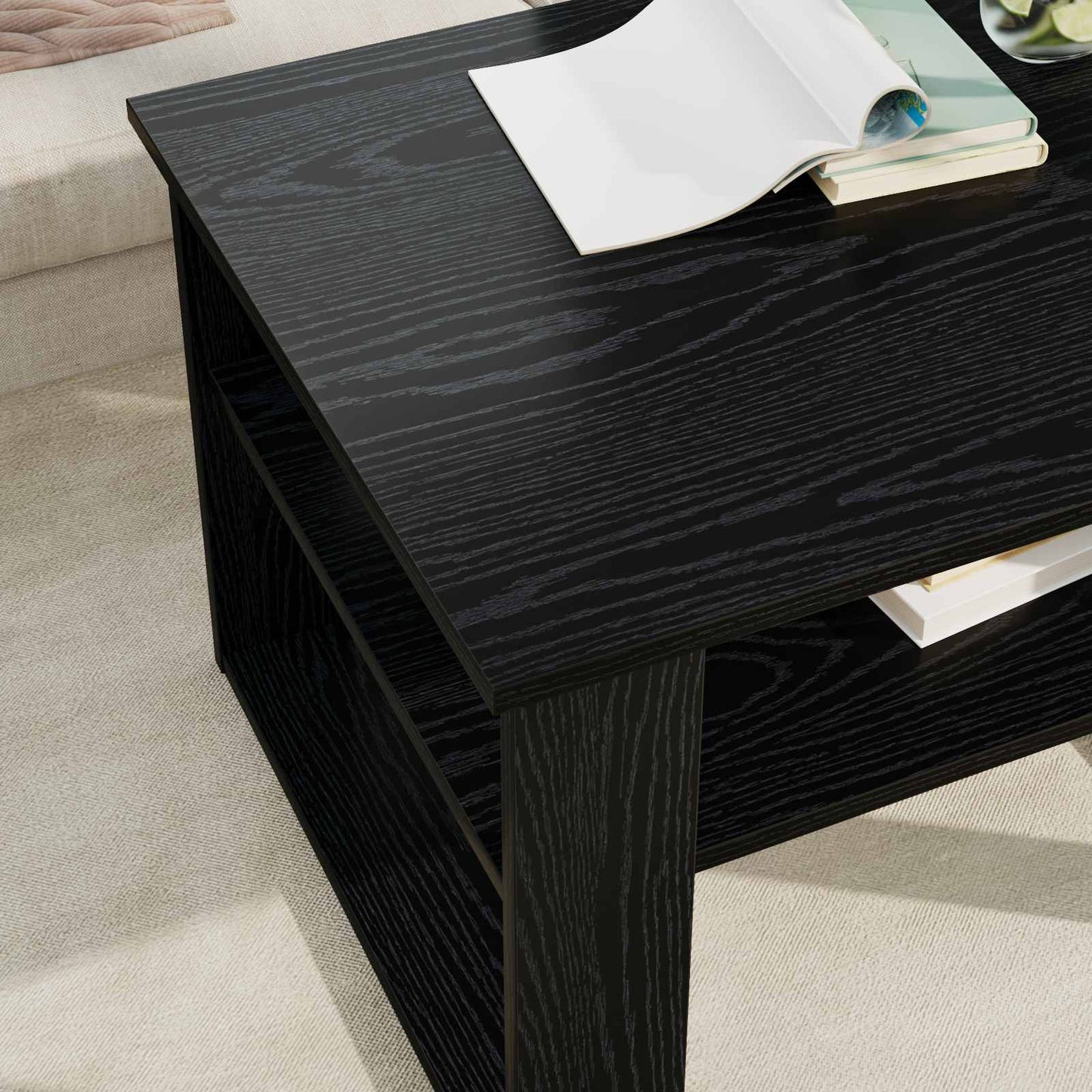 vidaXL Couchtisch Schwarz Eichen-Optik 64 x 54 x 44 cm Holzwerkstoff