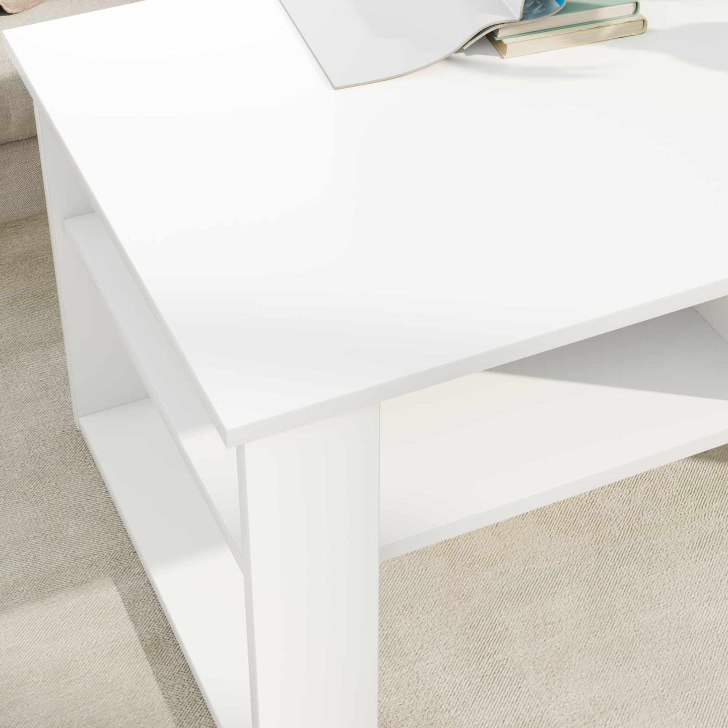 vidaXL Couchtisch mit Speicher Weiß 96 x 54 x 44 cm Holzwerkstoff