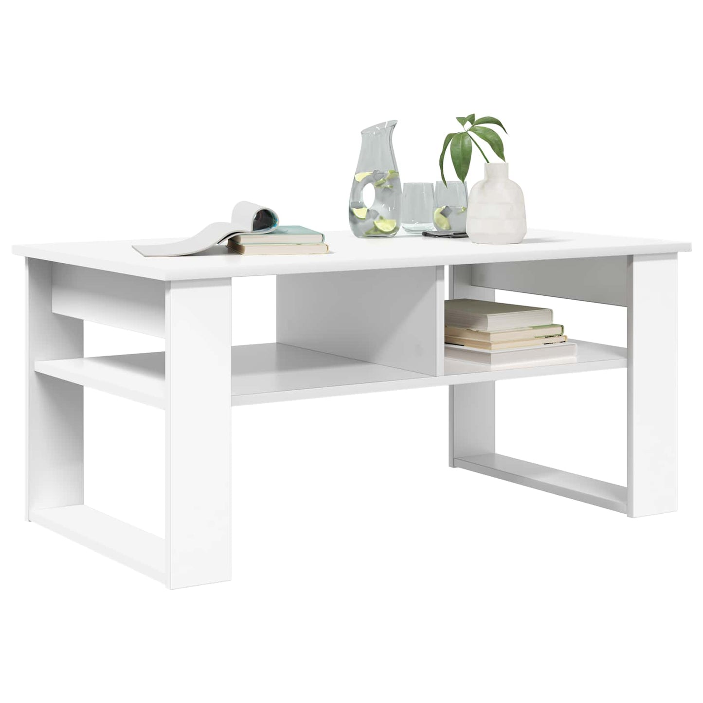 vidaXL Couchtisch mit Speicher Weiß 96 x 54 x 44 cm Holzwerkstoff