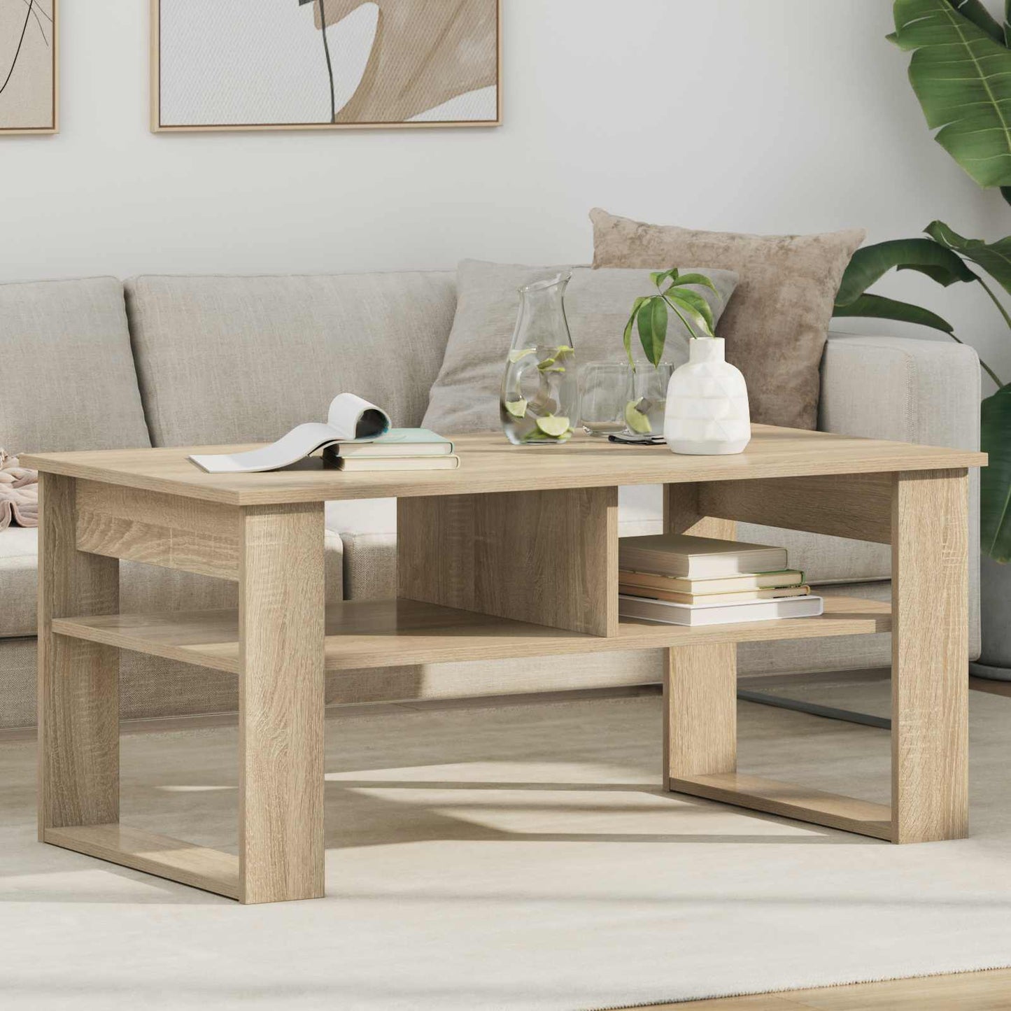 vidaXL Couchtisch Sonoma-Eiche 96 x 54 x 44 cm Holzwerkstoff