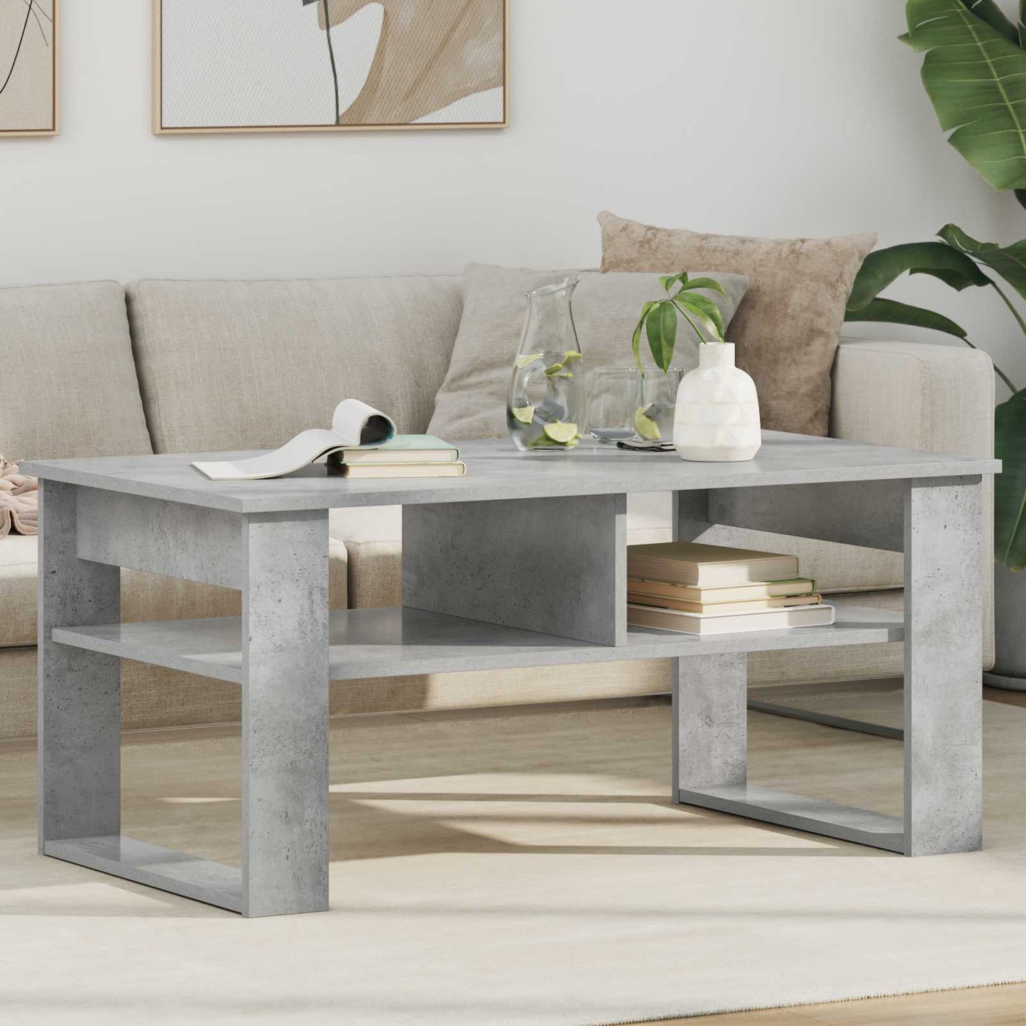 Couchtisch Beton Grau 96 x 54 x 44 cm Holzwerkstoff