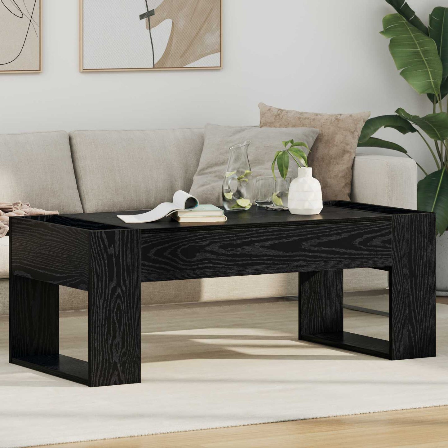 vidaXL Couchtisch Schwarz Eichen-Optik 110 x 50 x 41 cm Holzwerkstoff