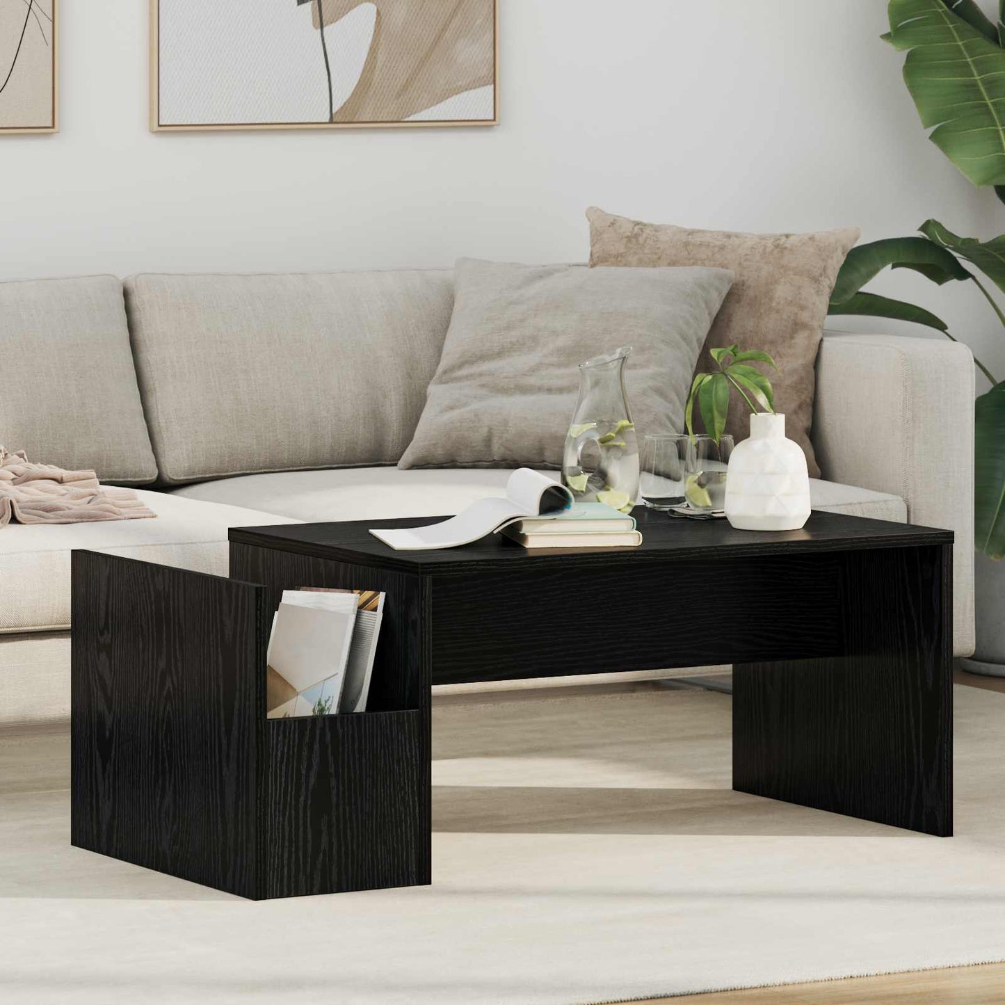 Couchtisch Schwarz Eichen-Optik 90 x 45 x 35 cm Holzwerkstoff