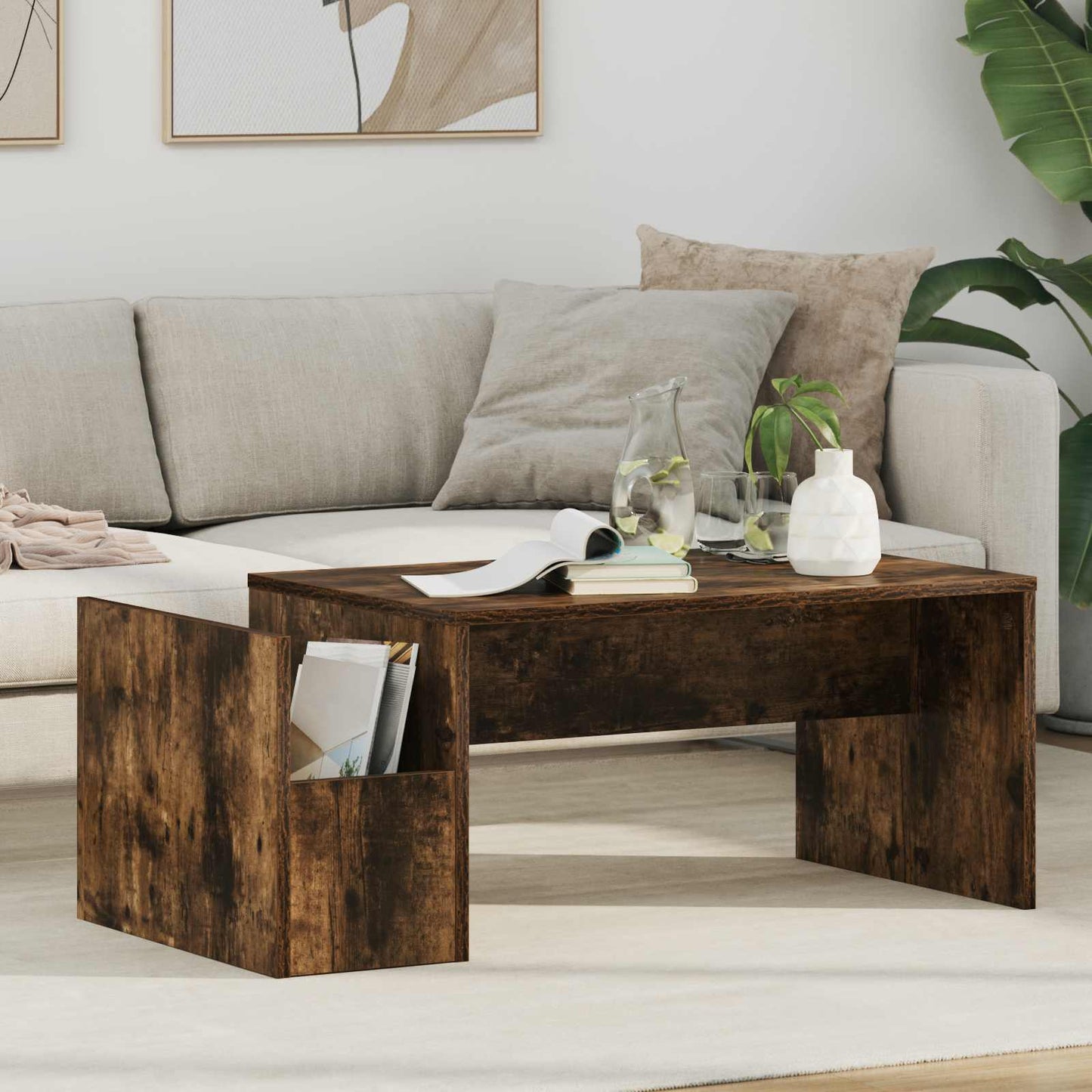 vidaXL Couchtisch Geräucherte Eiche 90 x 45 x 35 cm Holzwerkstoff