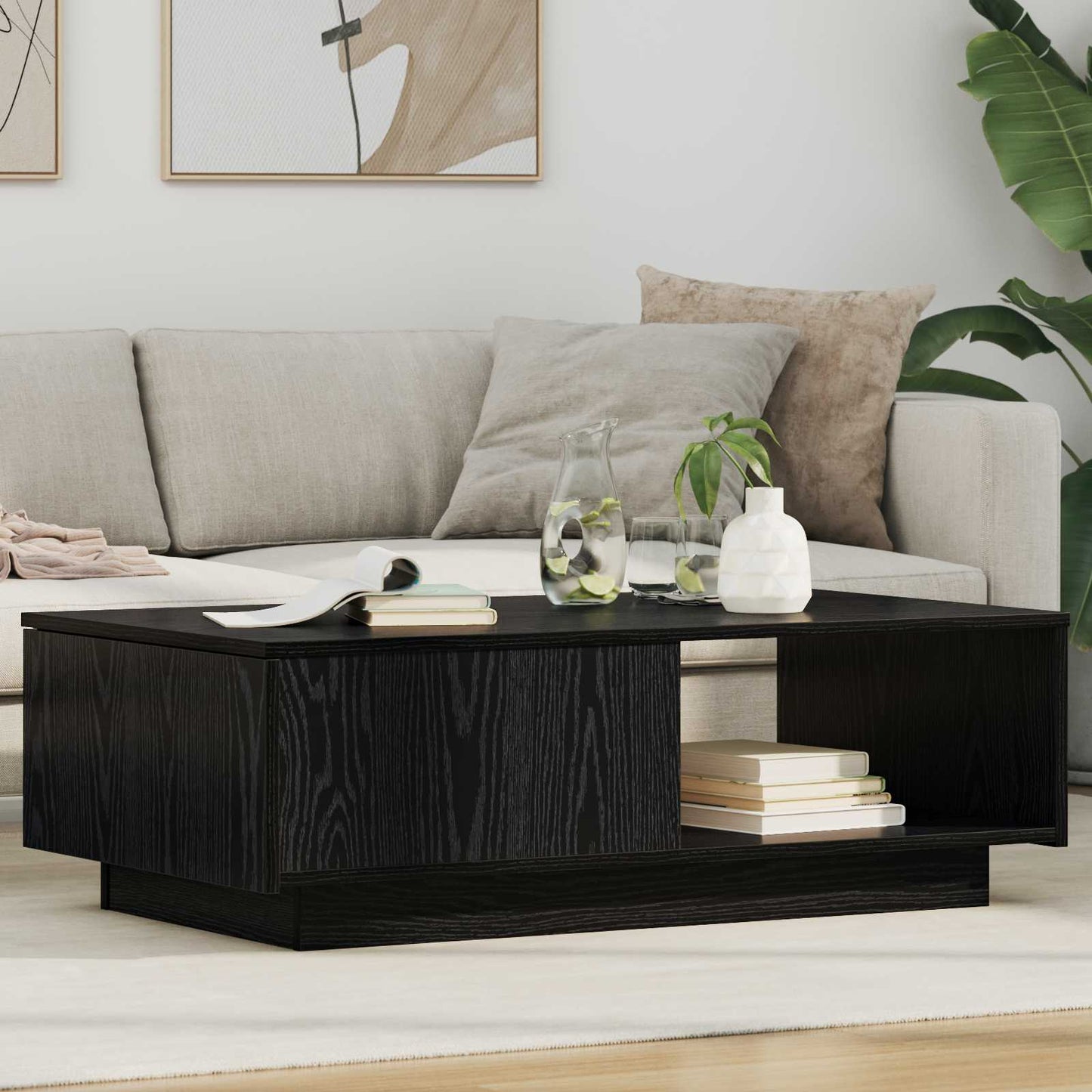 vidaXL Couchtisch Schwarz Eichen-Optik 95 x 55 x 31 cm Holzwerkstoff