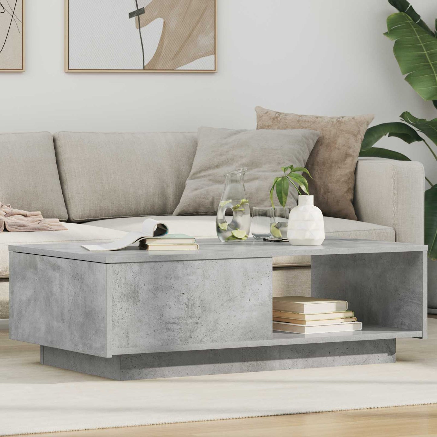 vidaXL Couchtisch Beton Grau 95 x 55 x 31 cm Holzwerkstoff