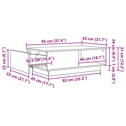 vidaXL Couchtisch Geräucherte Eiche 95 x 55 x 31 cm Holzwerkstoff