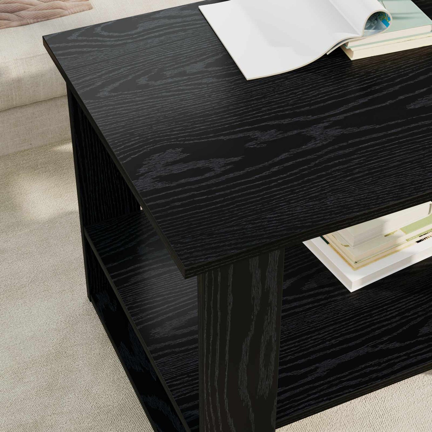 vidaXL Couchtisch Schwarz Eichen-Optik 72 x 50 x 50 cm Holzwerkstoff