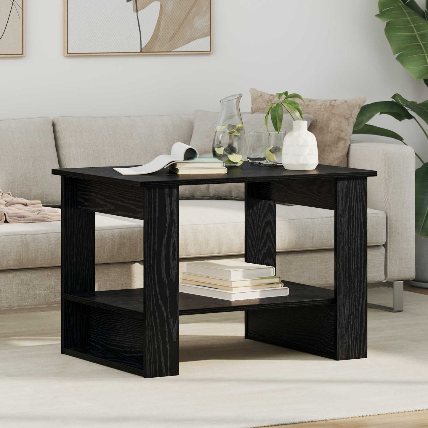 vidaXL Couchtisch Schwarz Eichen-Optik 72 x 50 x 50 cm Holzwerkstoff