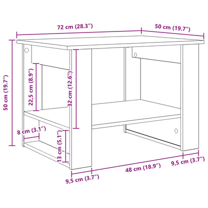 Couchtisch Geräucherte Eiche 72 x 50 x 50 cm Holzwerkstoff