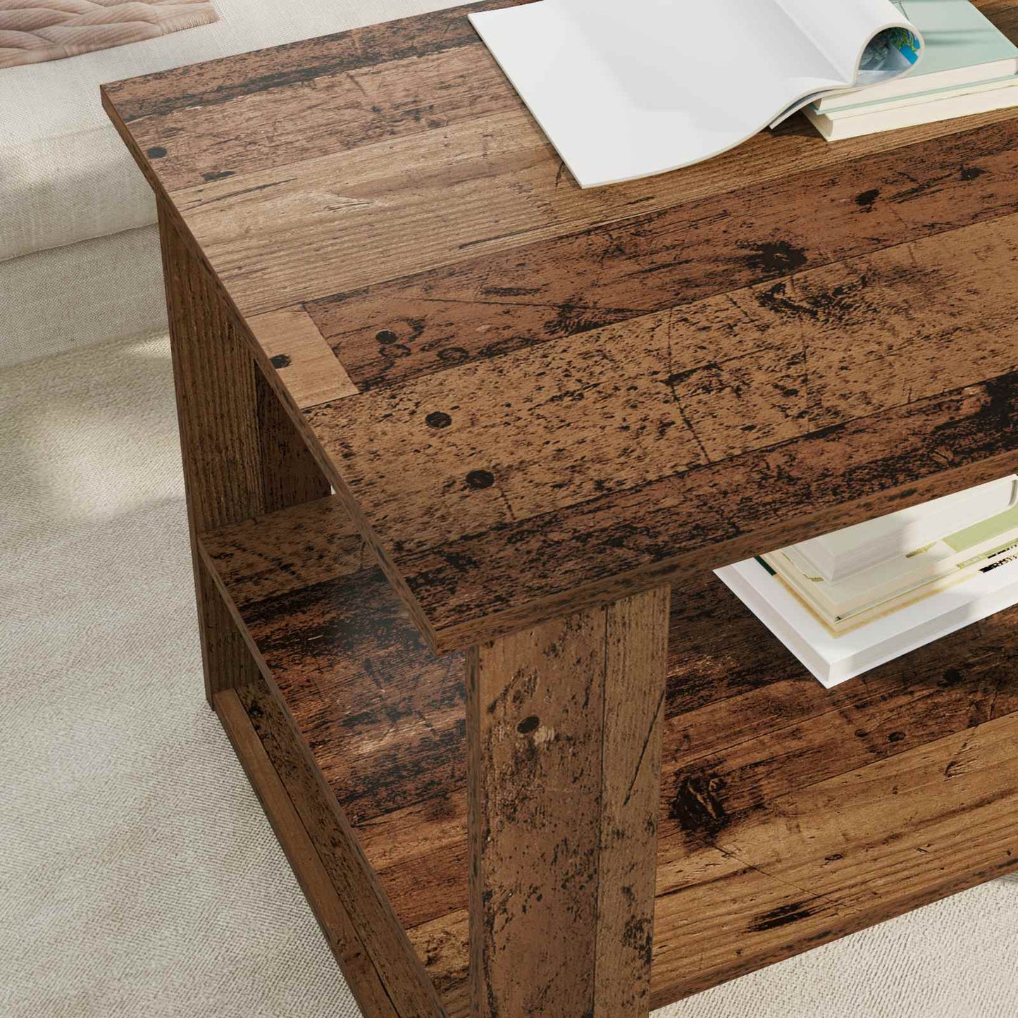 vidaXL Couchtisch Altholz 72 x 50 x 50 cm Holzwerkstoff