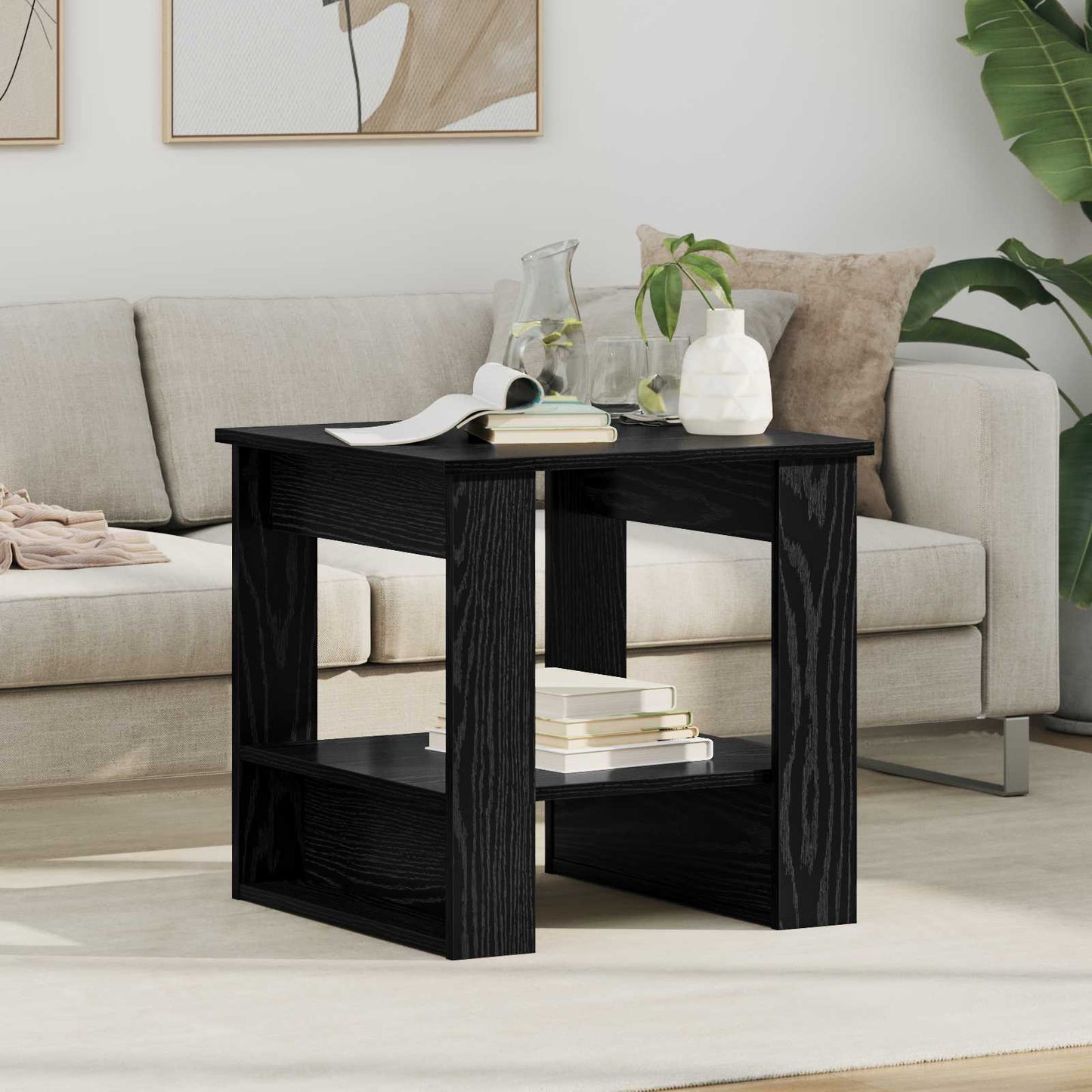 vidaXL Couchtisch Schwarz Eichen-Optik 51 x 50 x 50 cm Holzwerkstoff