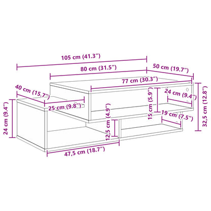Couchtisch Geräucherte Eiche 105 x 50 x 32,5 cm Holzwerkstoff