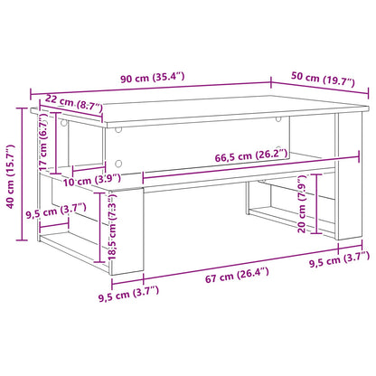 vidaXL Couchtisch Schwarz Eichen-Optik 90 x 50 x 40 cm Holzwerkstoff