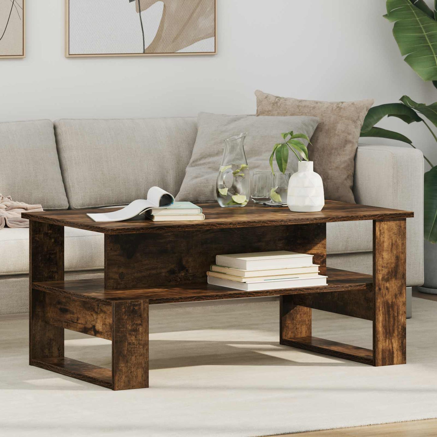 vidaXL Couchtisch Geräucherte Eiche 90 x 50 x 40 cm Holzwerkstoff