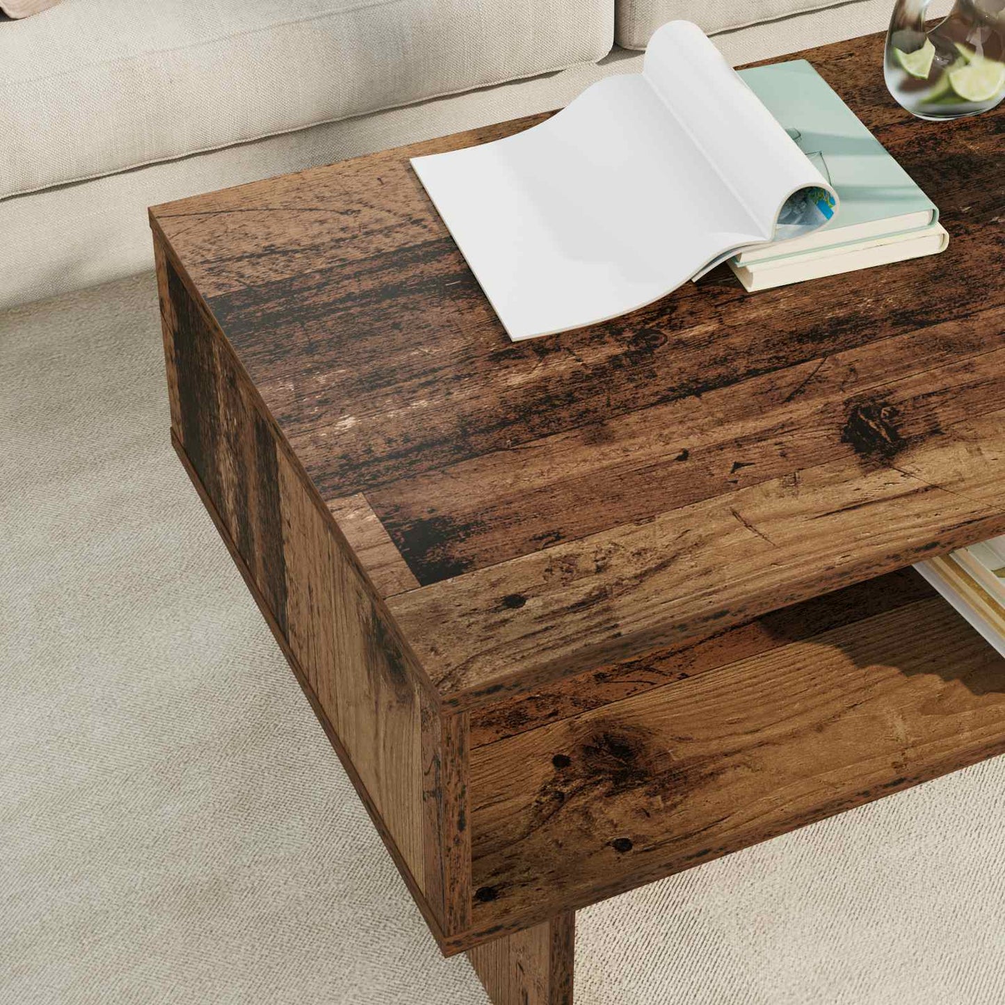 vidaXL Couchtisch Altholz 80 x 46 x 35 cm Holzwerkstoff