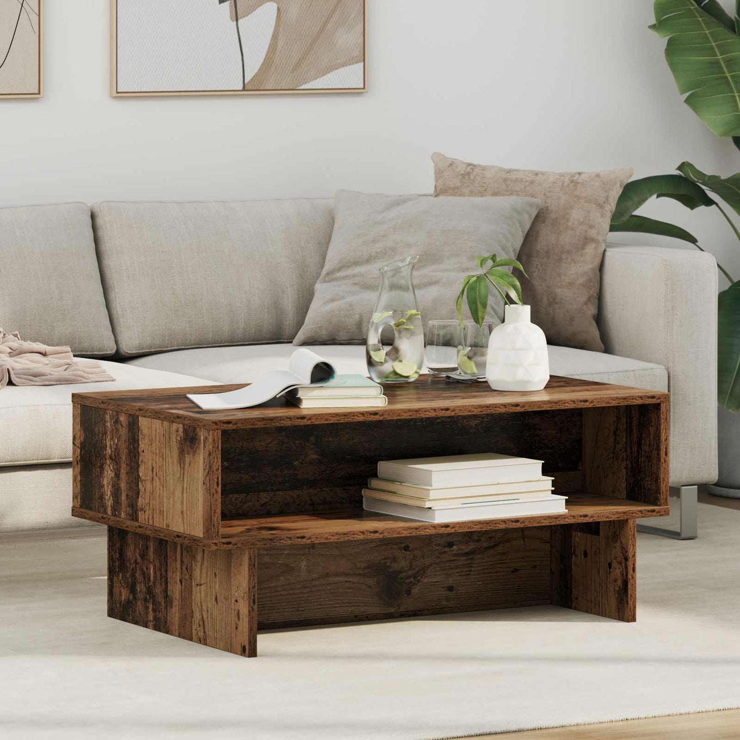 vidaXL Couchtisch Altholz 80 x 46 x 35 cm Holzwerkstoff