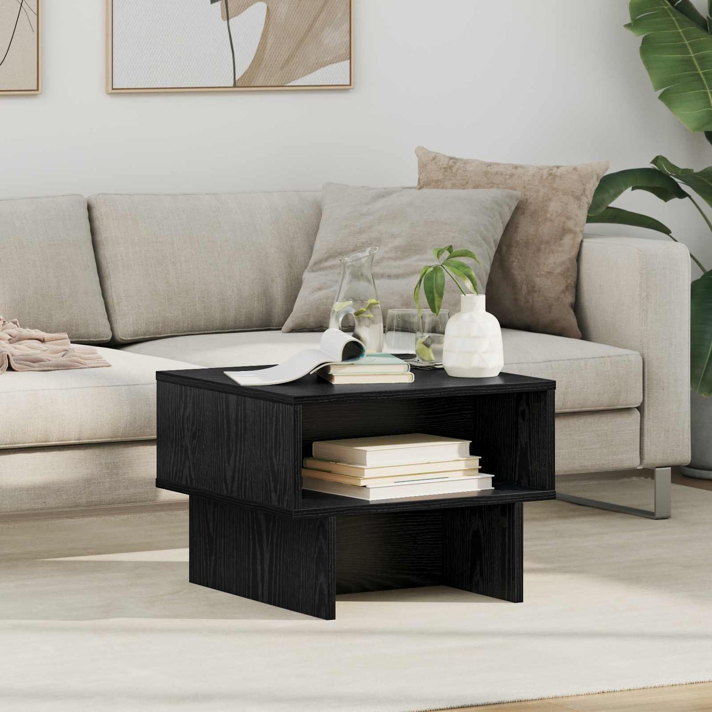 vidaXL Couchtisch Schwarz Eichen-Optik 48 x 46 x 35 cm Holzwerkstoff
