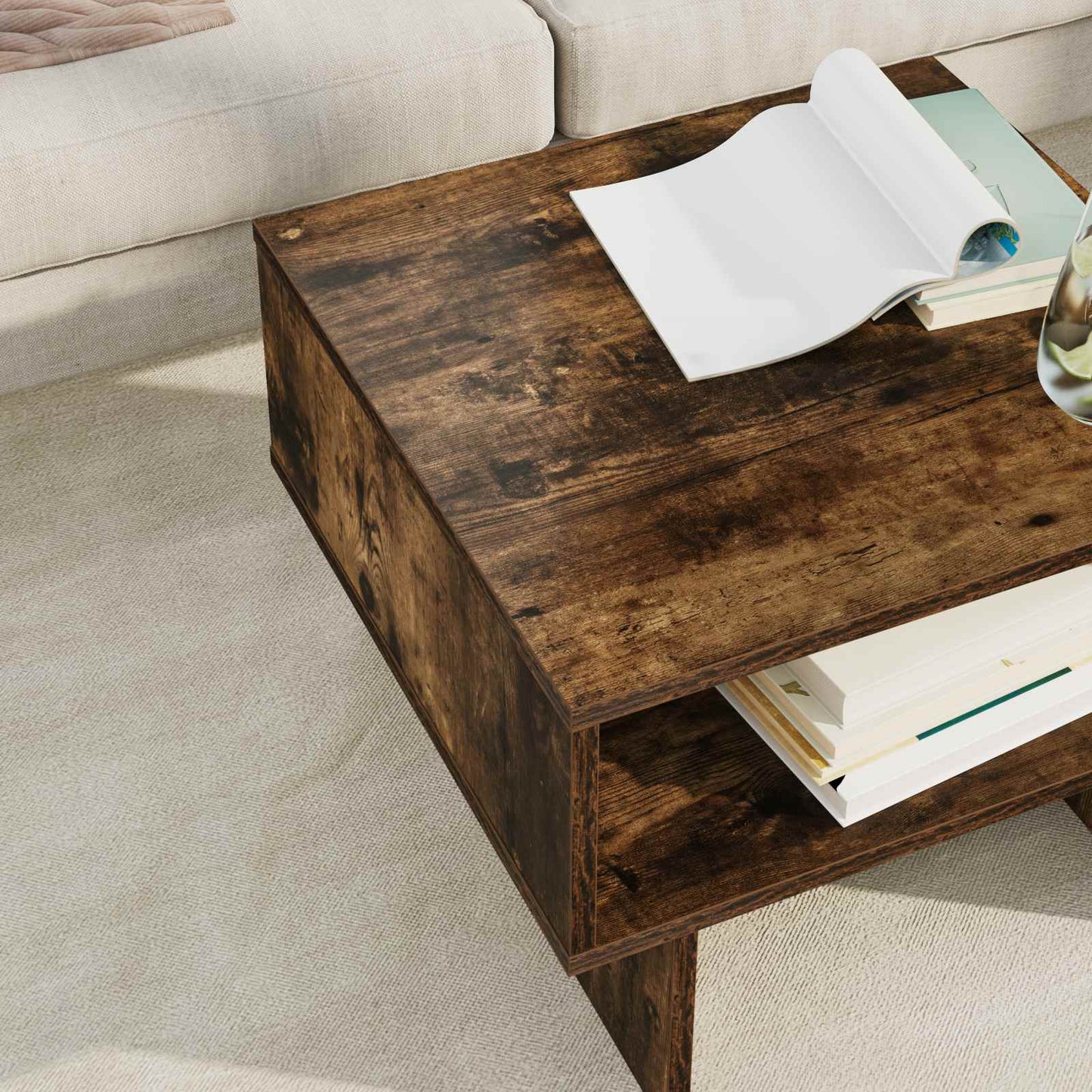 vidaXL Couchtisch Geräucherte Eiche 48 x 46 x 35 cm Holzwerkstoff