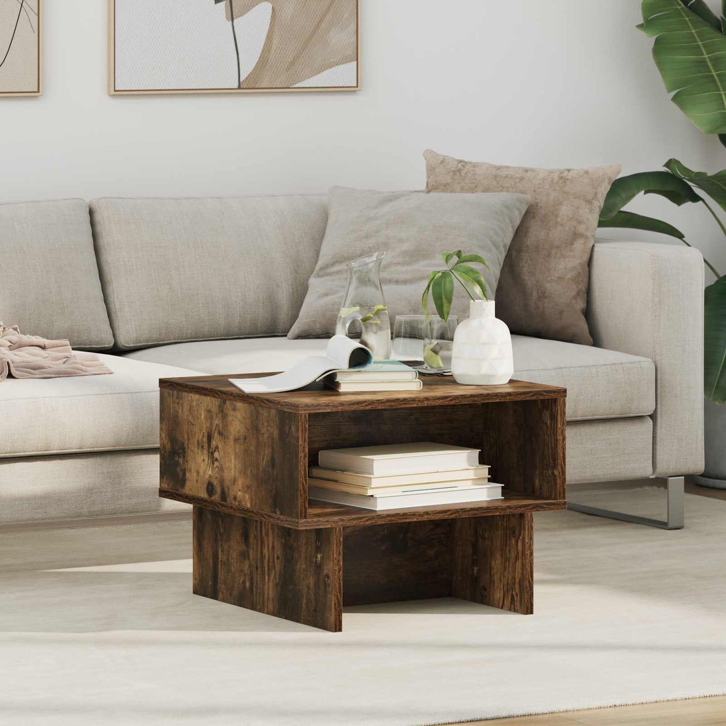 vidaXL Couchtisch Geräucherte Eiche 48 x 46 x 35 cm Holzwerkstoff
