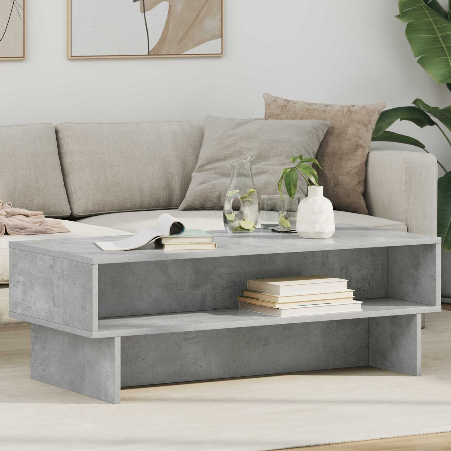 Couchtisch Beton Grau 100 x 46 x 35 cm Holzwerkstoff