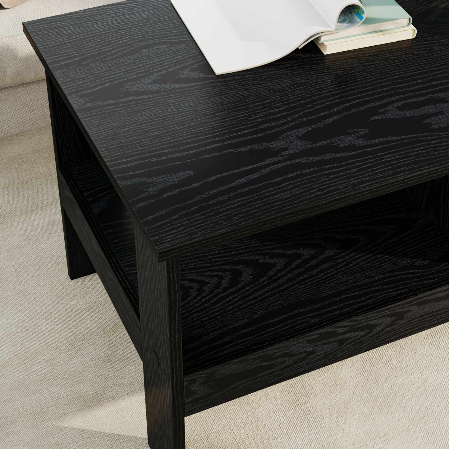 Couchtisch Schwarz Eichen-Optik 90 x 50 x 45 cm Holzwerkstoff